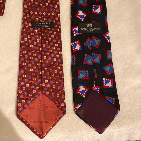 Pierre Balmain & Stefano Ricci mens  silk slim  tie lot of 2 - Picture 11 of 17